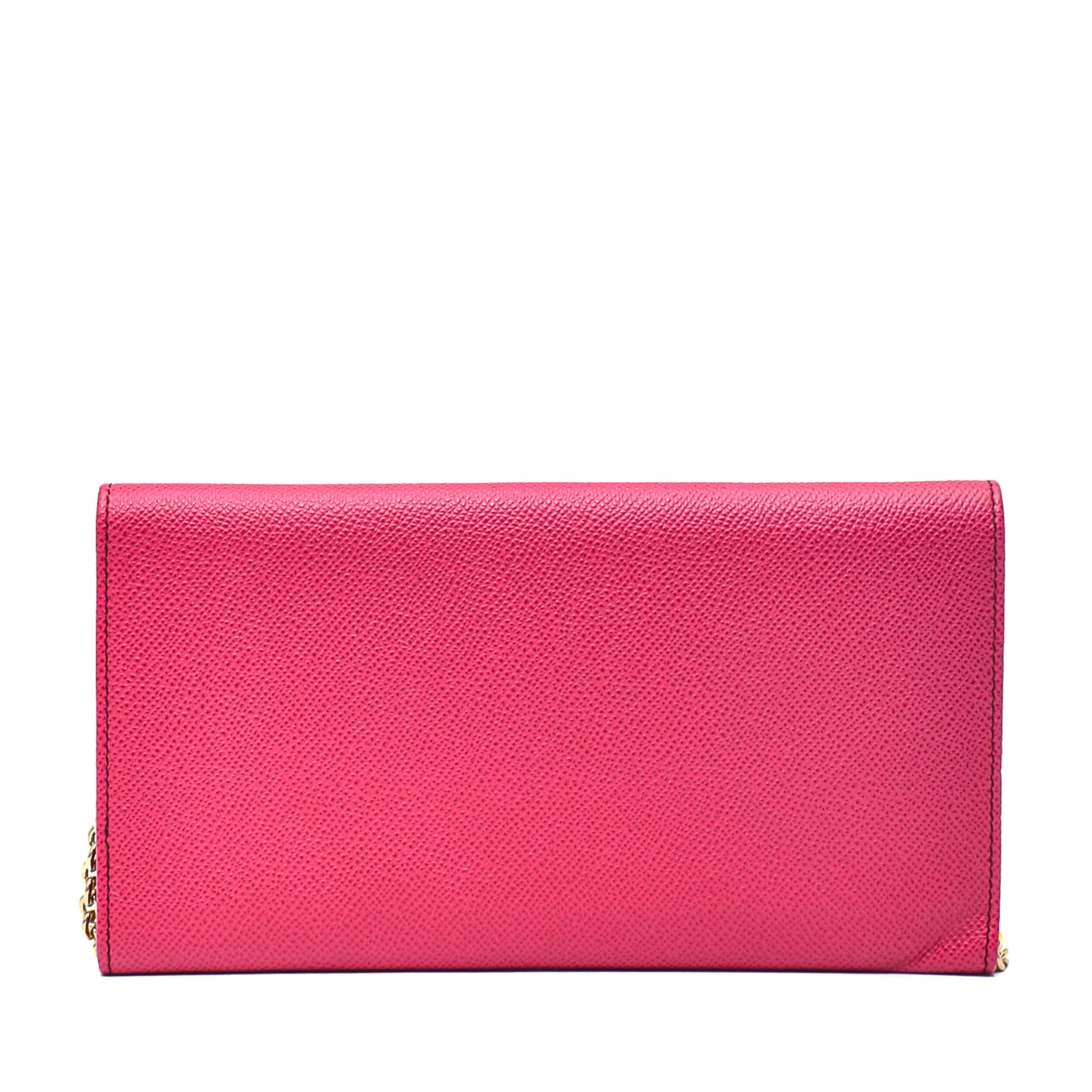 Dolce&Gabbana - Pink Leather Wallet on Chain Baguette&Clutch Bag